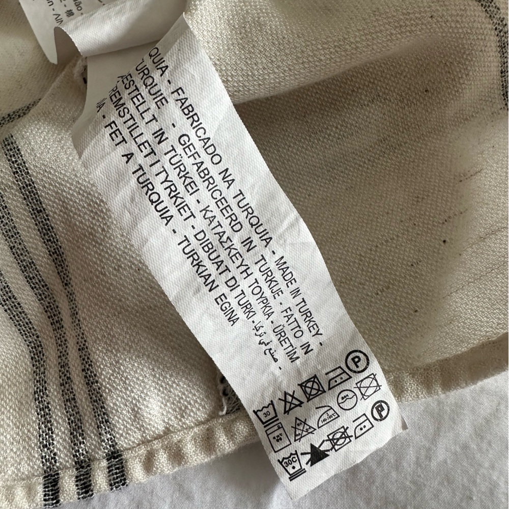 Zara Black and Cream Striped Blouse, size large - Picture 7 of 9
